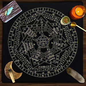 VIKAMA Zodiac Wheel Occult Sigil Tarot Cloth Divination Mat Witchcraft Wiccan Altar Cloth Spiritual Home Decor