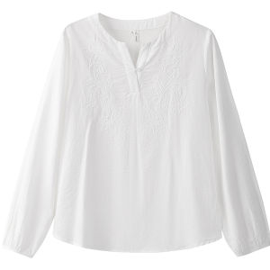 INMAN | Heavy Embroidery Small V-neck Loose Bell-sleeved Shirt