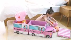 Thùng Đựng Đồ Chơi Hình Ô Tô Kiêm Ghế Ngồi Cho Bé - Giỏ Túi Vải Đựng Quần Áo