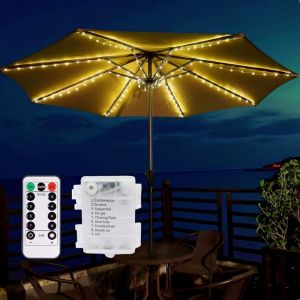 1PC Outdoor Umbrella Light Cordless 104LED With 8 Modes & Remote For Patio Garden Camping Tent Beach Party Decor