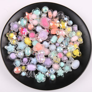 DIY Hand-Woven Beads Mobile Phone Charm Hair Rope Material Scattered Beads Color Colorful Acrylic Beads Homemade Bracelet Necklace Accessories