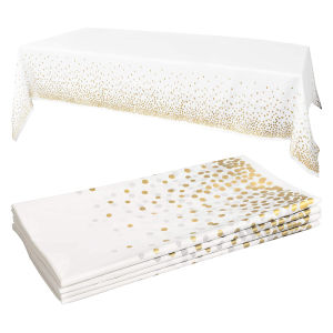 Khăn Trải Bàn Nhựa Dùng Một Lần Gold Dot Màu Trắng Chất Liệu PVC Dùng Cho Tiệc Cưới Lễ Rửa Tội - 1 Chiếc