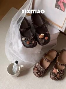 XIXITIAO | Dép Mùa Hè Kiểu Dancer Chống Trượt Họa Tiết Báo Hoa Mèo