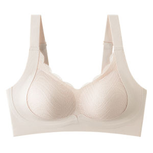 Miiow | Adjustable Strap Bra Large Size Women Gathered Anti-Sagging Eliminates Side Wings Seamless Maternity Bra Sweet Style V-Cup