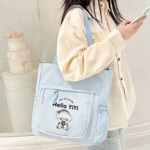 Large Capacity Canvas Tote Bag Womens Crossbody Handbag Student Tutoring Bag New High Aesthetic Single Shoulder Bag
