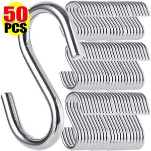 30Pcs Stainless Steel S-Shaped Hook / Multi-function Kitchen Bathroom Storage Hanging Hooks Holder / Home Organizer Tools