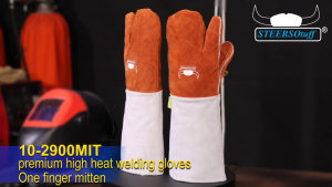 Weldas Welding Gloves - High-Temperature Resistant Multi-Layer Heat-Insulating Heat-Proof Wear-Resistant Cowhide Special Edition (Model: 10-2900XL-MIT)