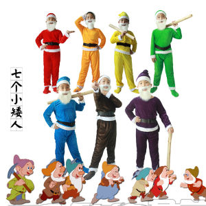 ชุดเครื่องแต่งกายสำหรับการแสดงบนเวทีคอสเพลย์วันฮาโลวีนสำหรับเด็กผู้ชายและเด็กผู้หญิงการ์ตูนคนแคระทั้งเจ็ดสีขาวหิมะและใหม่6ชิ้น