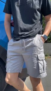 【Size:28-40】URBAN PIPE 6 Pocket Cargo Shorts For Men Knee-Length Buttons Drawsting Short Mens Fashion 2239