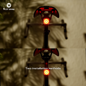 WEST BIKING Intelligent Brake Sensing Bike Taillights Type-C Charging Digital Display Bicycle Tail Light 6 Lighting Modes Cycling Rear Light