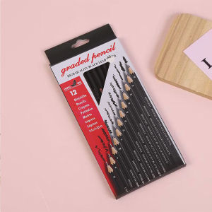 12 Pcs Sketching Wooden Pencil 2H-8B Professional Drawing Diary Cartoon Pencil Iron Box Painting Drawing Writing Pencil