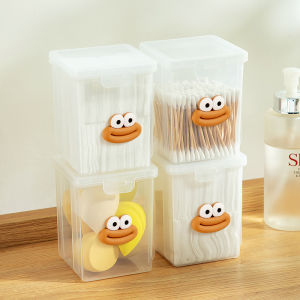 Transparent Portable Plastic Storage Box for Home Use Cotton Swabs Floss Organizer Dustproof Desktop Storage Box for Family