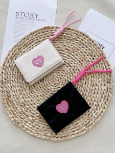 Cute Large Capacity Heart Shaped Student ID Card Holder Womens Wallet Coin Purse Storage Bag Korean Style Short Wallet