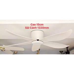[TRẦN THẤP] Quạt Trần Đèn 5 Cánh Cao 15cm Dành Cho Trần ThấpChung Cư.Động Cơ Lõi Đồng Siêu Mát.Điều Khiển 6 Độ Gió.Đảo ChiềuHẹn Giờ.