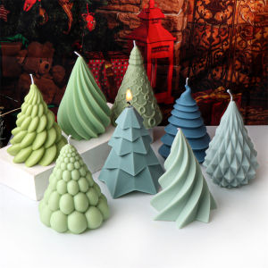3D Geometric Christmas Tree Candle Silicone Mold DIY Christmas Candle Making Kit Handmade Soap Plaster Resin Mould Home Decor