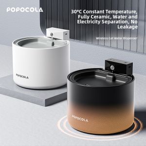 Cordless Automatic Flow Heating Ceramic Cat Water Fountain Popocola