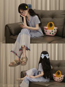 XUECAIQI | Elegant Plaid Top and Wide Leg Pants Set