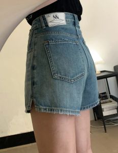 High Waist Denim Shorts Womens American Retro plus Size A-Line Wide Leg Hot Pants Summer New Style Slimming Jeans