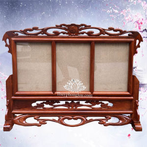 Khung ảnh bàn thờ gia tiên 3 hình thờ gỗ hương cỡ thờ 18x2421x31