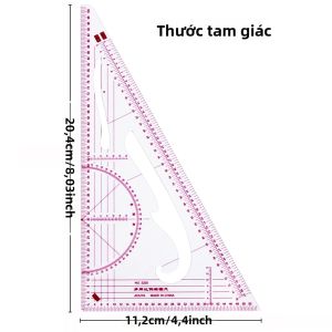 Thước Đo In Hình Tam Giác Đa Năng 3220 Dụng Cụ Học Tập Đo Kích Thước Cho Ngành Mỹ Thuật & Làm Khuôn Dùng Cho May Mặc & Mỹ Thuật
