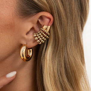 Ingemark | Ingemark 7Pcs/Set Punk Trendy CCB Beads Clip Earrings for Women Vintage Geometry Metal C Shape Earring Party Jewelry Accessories