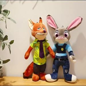 Disney | 40 Cm Disney Zootopia Character Nick Wilde Judy Hopps Cartoon Cute Toy Decoration Doll Model Birthday Christmas Gift for Friends