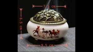 Lư xông trầm bằng gốm cỡ lớn Đk 9.5cm xcao 6cm x miệng 7.5cm Lư đốt trầm nhiều mẫu mã- Lưu ý sử dụng Freeship max