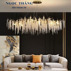 Đèn thả trần pha lê cao cấp trang trí phòng khách bàn ăn Led 39W TH8128 Ngọc Thắng (Tặng kèm 13 bóng Led 3W)