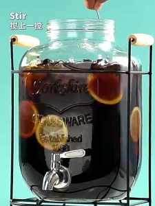 5L/8L/10L Juice Drink Glass Jar Dispenser with Stand and Faucet Beverage Water Dispenser