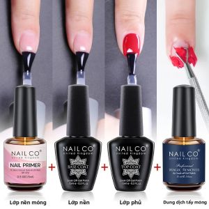 Bộ Sơn Gel Móng Tay NAILCO 15ml Với Lớp Lót Lớp Phủ Bóng Lớp Nền Và Dung Dịch Tẩy Móng Thần Kỳ - Bộ Dụng Cụ Làm Móng Nghệ Thuật UV