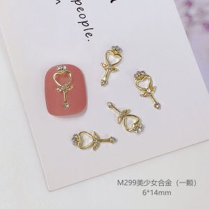Nail Beauty Girl Warrior Alloy Rhinestone Jewelry Diamond-Encrusted Cross Stick for DIY Manicure Personalized Fairy Design