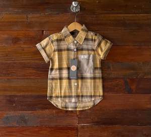 Kemeja flannel anak warna kuning lengan pendek best seller bisa cod