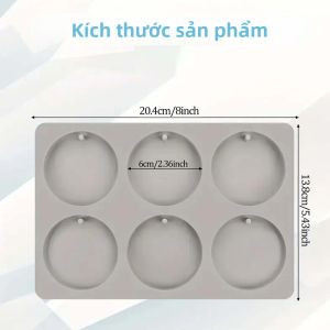 Khuôn Silicon Tròn Làm Nến Tự Làm & Khuôn Đúc Nhựa Epoxy Hình Tròn Có Lỗ Treo 20cm