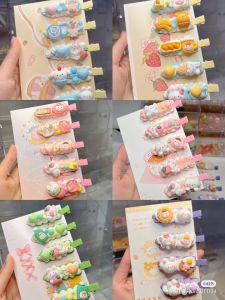 JENL DIY Cream Glue Hair Clip Material Set Homemade Cartoon Hair Clip with Resin Accessories Set Handmade Creative Side Clip for Girl