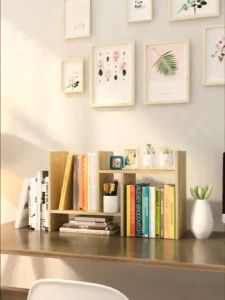 Adjustable Desktop Shelf Organizer Office Table Rack Multipurpose Bookshelf Wood Desktop Storage
