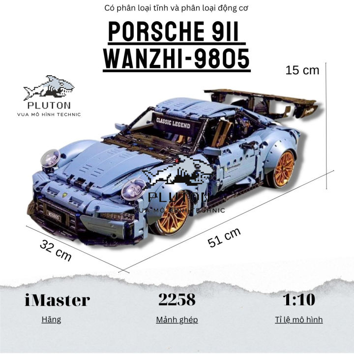 Mô hình lắp ráp siêu xe technic Porsche 911 Wanzhi SKU 9085 tỉ lệ