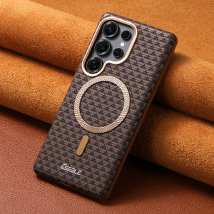 For Magsafe Magnetic Luxury Solid Color Triangle Pattern Phone Case for Samsung S24 S24Ultra S25P S25Ultra  S26 S26Ultra Bumper