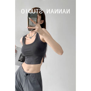 Strapless Short Sleeve Womens Vest Top with Chest Pad Summer Outdoor Spring Autumn Inner Wear Spicy No Sleeve Sport Style Belly Baring