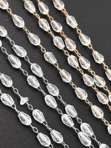 สร้อยคอ ต่างหู หมวกผม เครื่องประดับ DIY ชุบทองแดงแท้ รูปหยดน้ำกลมเล็ก ทำมือ วัสดุคริสตัลเทียม ชิ้นส่วนเครื่องประดับแฟชั่นใหม่