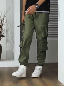 Retro Workwear Pants Multi Pocket Loose Casual Pants Trend Versatile Leggings Celana Joger Cargo Pria Bahan Perasut Mudah Kering Streetwear Big Size