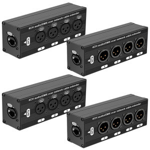 RJ45 to 4 Channel 3Pin XLR Audio Extender DMX512 Network Signal Extender for Stage Sound and Lighting Recording Studio