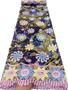 New African Ankara Wax Guipure Cord Lace Fabric Newest Nigerian Wax Lace for Sew Classics Wedding Party Dress