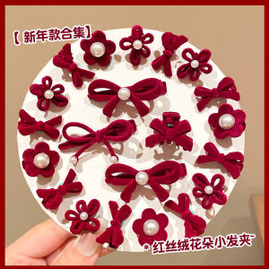 คลิปผมสีแดง โบว์ผีเสื้อ คลิปผมสไตล์เจ้าหญิง คลิปผมด้านข้าง ตกแต่งผมแบบเรียบง่าย คลิปผมแฟชั่นฤดูใบไม้ผลิ 2024