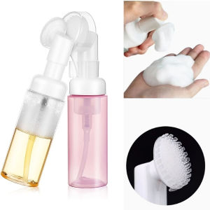 100ml Soap Foaming Bottle with Silicone Foam Massage Brush Head Face Clean Mousse Pump Dispenser Refillable Bottle for Shampoo