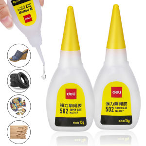 Deli 502 Strong Adhesive Quick Drying Transparent Adhesive Leather Rubber Wood Metal Strong Bond Liquid Glue Office Tool