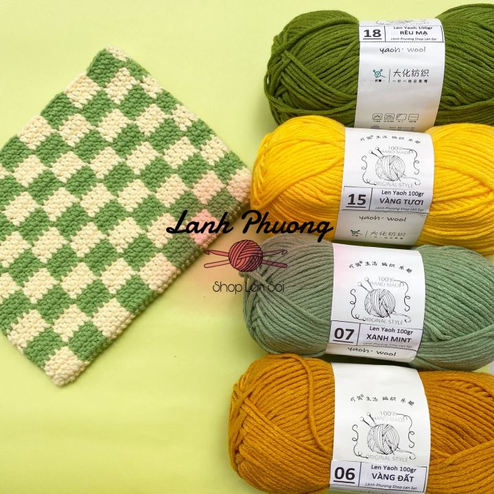 Len Yaoh, Len Yaoh Wool Sợi To 3mm Cuộn 100gr Đan Móc Thu Đông