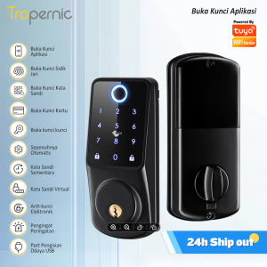 Tuya Smart Door Lock Fully Automatic Digital Lock 5 In 1 Deadbolt Kunci Pintu Kamar Fingerprint Password Lock