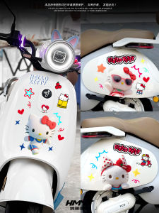 Miếng Dán Trang Trí Xe Máy Điện Hello Kitty Chống Thấm Nước Hình Hoạt Hình Dễ Thương Sáng Tạo Che Dấu Vết
