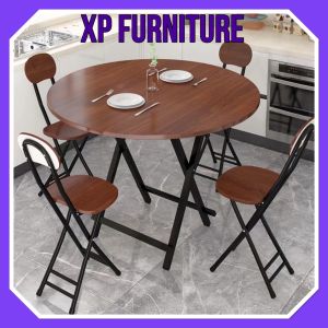 Table Chair Set ชุดโต๊ะเก้าอี้ โต๊ะพับได้ โต๊ะกินข้าว เก้าอี้กินข้าว โต๊ะเก้าอี้ ชุดโต๊ะอเนกประสงค์ พับครึ่งตรงกลางได ขนาด 80*80*74 ซม