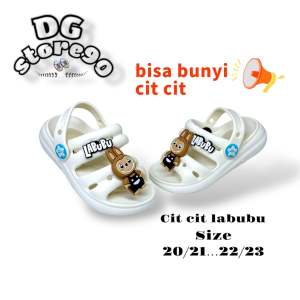 New sandal anak Kokop bunyi citcit tali belakang karakter labubu